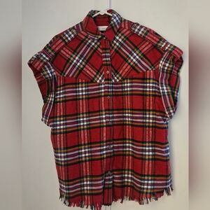 IRO "Massi" Flannel Plaid Shoet Sleeve Top